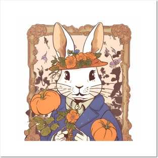 Pumpkin Day Halloween Bunny Rabbit Adoption Cute Flemish Giant Rabbit Mom Posters and Art